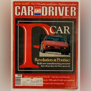 August 1983 Car and Driver Twin-turbo Ferrari 308 GTO TVR Tasmin Conv Unser Jr